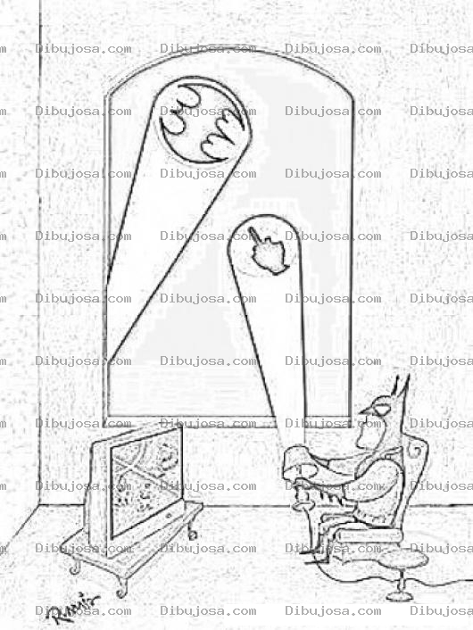Dibujo para colorear Batman Viendo Futbol Para Colorear