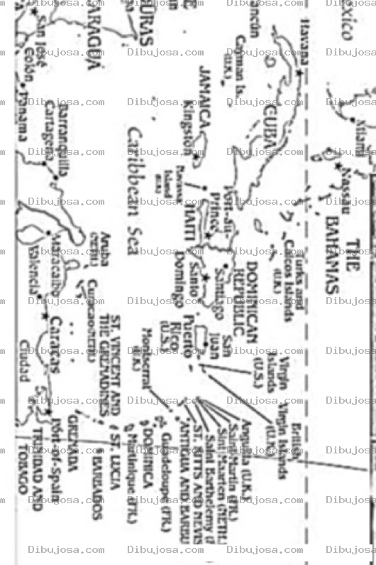Dibujo para colorear Mapa Del Caribe Para Colorear