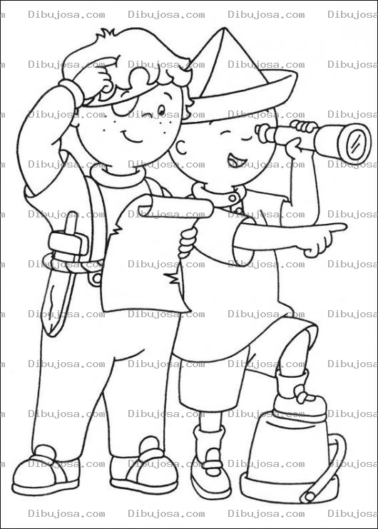 Dibujo para colorear Caillou jugando de pirata