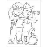 Dibujo para colorear Caillou jugando de pirata