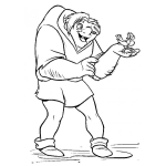 Dibujo para colorear Cuasimodo Para Colorear Y Pintar A Coasimodo Con Un Pajarito