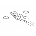 Dibujo para colorear Colorear Super Heroe Volando En El Cielo