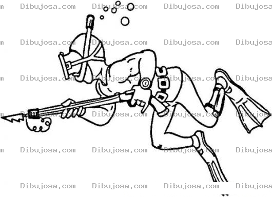 Dibujo para colorear Dibujo De Un Buzo Con Un Arpon Para Colorear