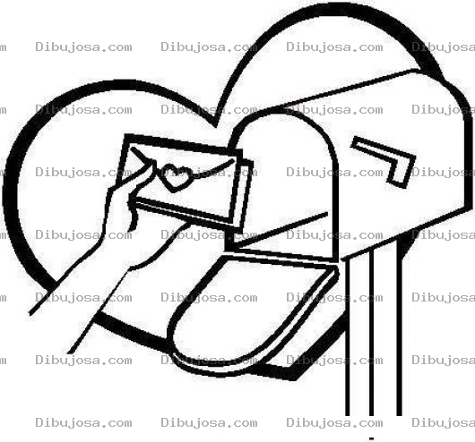 Dibujo para colorear Colorear Carta Del Amor En El Buzon De Correos