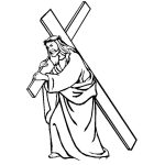 Dibujo para colorear Dibujo De JESUS Cargando La Pesada Cruz