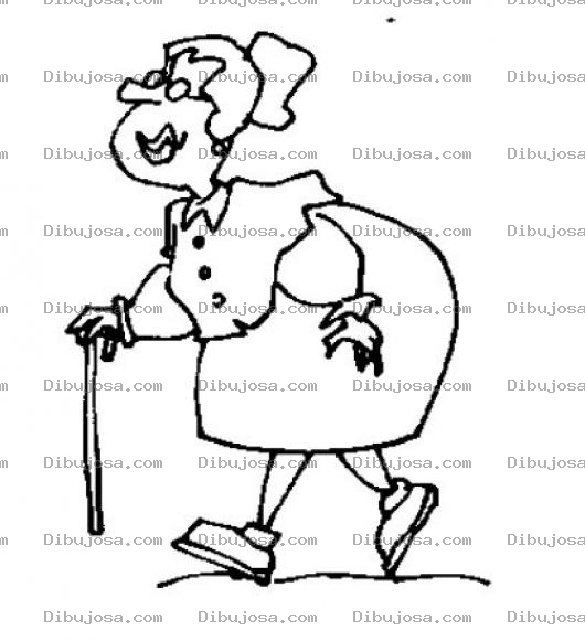 Dibujo para colorear Dibujo De Abuelita Gordita Con Baston Para Colorear