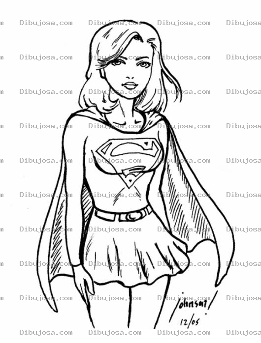 Dibujo para colorear Dibujo De La Super Chica Para Pintar Y Colorear