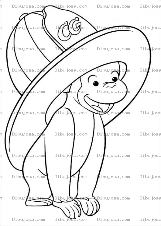 Dibujo para colorear Mono Bombero Para Pintar Y Colorear