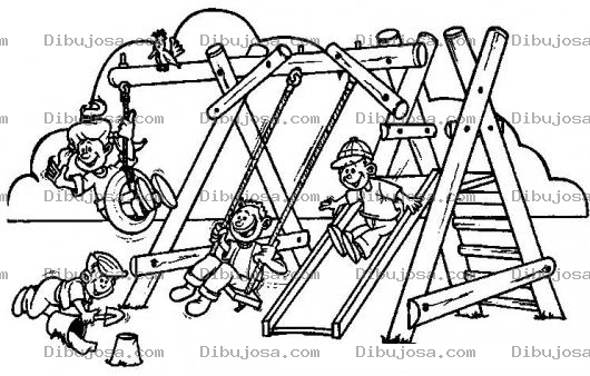 Dibujo para colorear Dibujo De Parque Infantil Juegos De Ninos Columpios Y Jardin De Ninos Para Pintar Y Colorear
