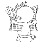 Dibujo para colorear Dibujo De Bebe Haciendo Popo En Su Bacinica Leyendo La Prensa Para Colorear Leyendo El Periodico
