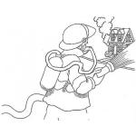 Dibujo para colorear Colorear Bombero Extinguiendo El Fuego De Una Casa En Llamas Dibujo De Una Casa Incendiandose Y Quemandose En Un Incendio
