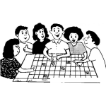 Dibujo para colorear Colorear Un Grupo De Personas Organizando Eventos En Un Calendario