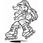 Dibujo para colorear Dibujo De Ninas Con Patines De Una Fila Para Pintar Y Colorear