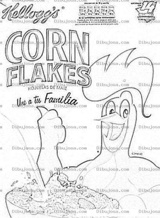 Dibujo para colorear Colorear Gallito Kellogs Dibujo De Cornelio De Corn Flakes De Kellos Para Pintar Hojuelas De Maiz