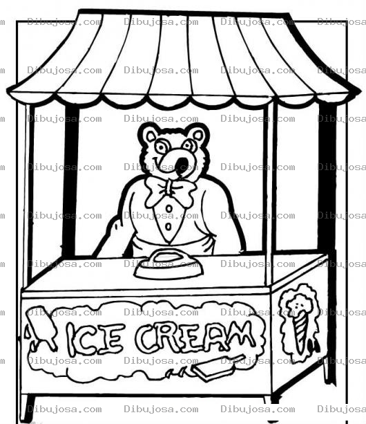 Dibujo para colorear Dibujo De Heladeria Neveria Tienda De Helado Atendida Por Un Osito Para Pintar Y Colorear