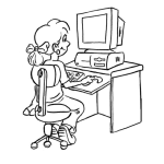 Dibujo para colorear Nina En Computadora Para Pintar Y Colorear