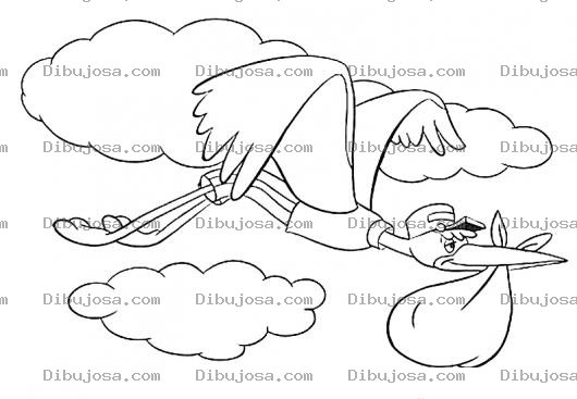 Dibujo para colorear Dibujo De Ciguena Para Pintar Y Colorear