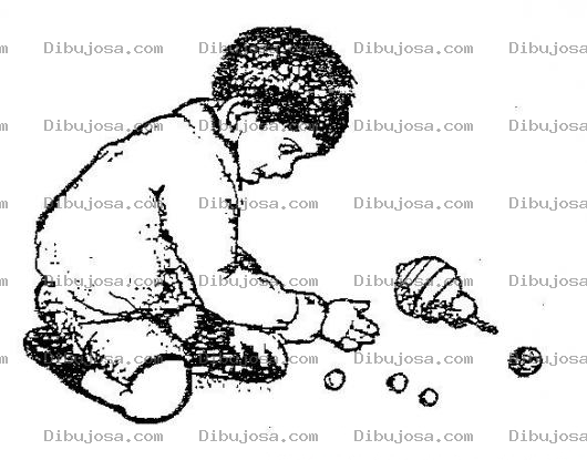 Dibujo para colorear Nino Jugando Cincos Para Pintar Y Colorear Chico Jugando Canicas