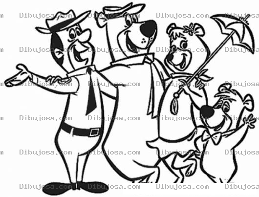 Dibujo para colorear Personajes Del Oso Yogui Para Pintar Y Colorear