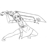 Dibujo para colorear Dibujo De Chica Guerrera Con Sable Gigante Para Pintar Y Colorear