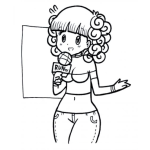 Dibujo para colorear Dibujo De Chica Reportera De Noticias Con Canelones En El Pelo Para Pintar Y Colorear