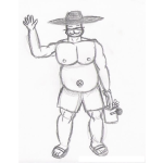Dibujo para colorear Dibujo De Jardinero Gordo Y Panzon Sin Camisa Para Pintar Y Colorear