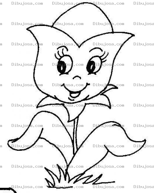 Dibujo para colorear Dibujo De Rosa Feliz Plantada En El Suelo Para Pintar Y Colorear