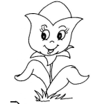 Dibujo para colorear Dibujo De Rosa Feliz Plantada En El Suelo Para Pintar Y Colorear