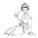 Dibujo para colorear China Con Abanico Para Pintar Y Colorear