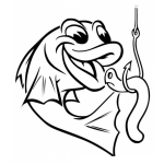 Dibujo para colorear Dibujo De Pescado Y Lombriz En Un Anzuelo Para Pintar Y Colorear