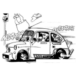 Dibujo para colorear Dibujo De Atropello Con Un Carrito Viejo Para Pintar Y Colorear mujer atropellada