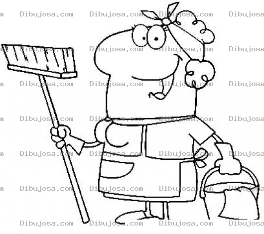 Dibujo para colorear Dibujo De La Senora De La Limpieza Para Pintar Y Colorear