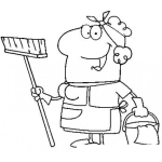 Dibujo para colorear Dibujo De La Senora De La Limpieza Para Pintar Y Colorear