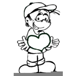 Dibujo para colorear Dibujo De Nino Enamorado Con Un Corazon En Sus Manos Para Pintar Y Colorear