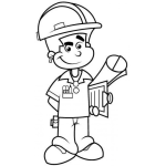 Dibujo para colorear Dibujo De Arquitecto Con Planos Y Casco Para Pintar Y Colorear