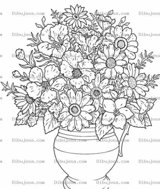 Dibujo para colorear Dibujo De Florero Con Flores Para Pintar Y Colorear