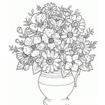 Dibujo para colorear Dibujo De Florero Con Flores Para Pintar Y Colorear