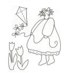 Dibujo para colorear Dibujo De Nina Volando Barrilete Para Pintar Y Colorear