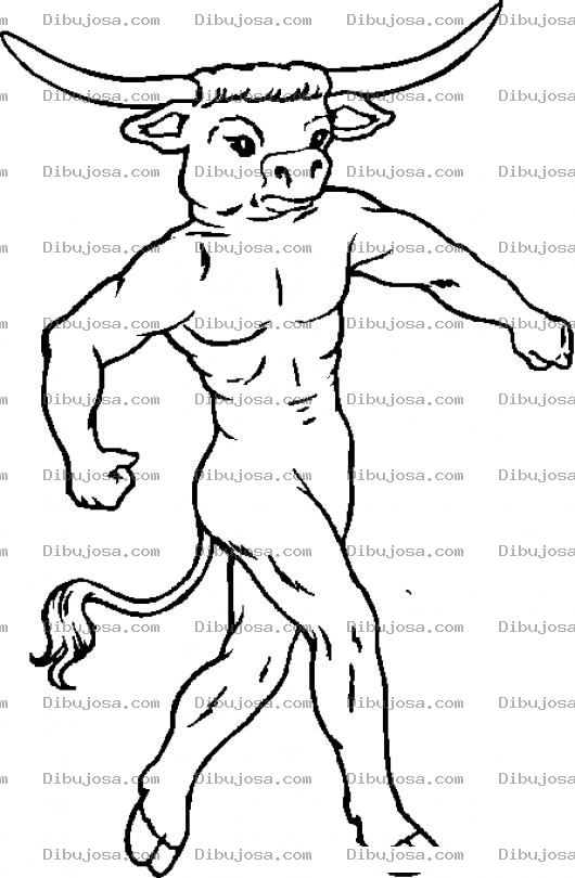 Dibujo para colorear Minotauro Caminando En 2 Patas Para Pintar Y Colorear