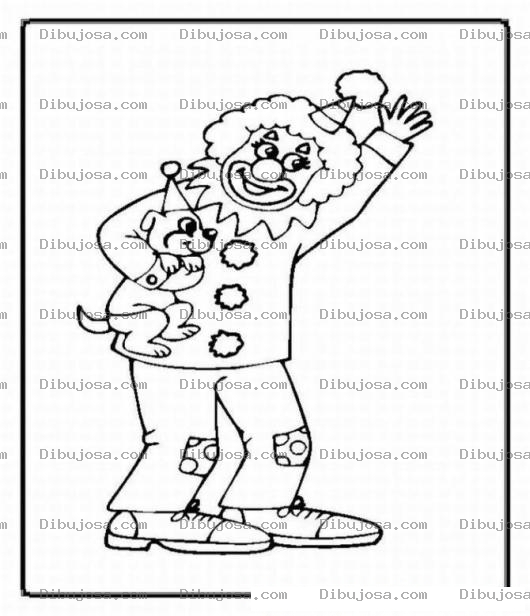 Dibujo para colorear Pintar un payaso con su perro
