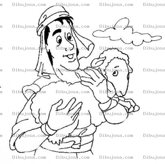 Dibujo para colorear Dibujo De Pastorcito Cargando Una Oveja Para Pintar Y Colorear