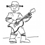 Dibujo para colorear Robot Con Guitarra Para Pintar Y Colorear Robot Guitarrista