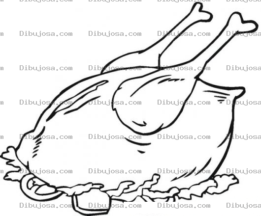 Dibujo para colorear Dibujo De Pollito Asado Para Pintar Y Colorear Pollo Horneado Sobre Ensalada De Lechuga Y Tomate
