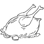 Dibujo para colorear Dibujo De Pollito Asado Para Pintar Y Colorear Pollo Horneado Sobre Ensalada De Lechuga Y Tomate