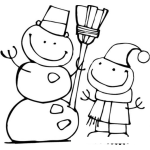 Dibujo para colorear Hombre De Nieve Y Nino De Nieve Para Pintar Y Colorear A Snowman Con Su Hijo