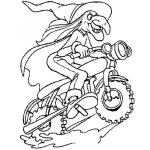 Dibujo para colorear Bruja En Moto Para Pintar Y Colorear