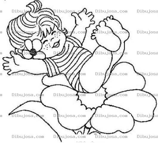 Dibujo para colorear Dibujo De Nina Sentada Sobre Un A Flor Para Pintar Y Colorear