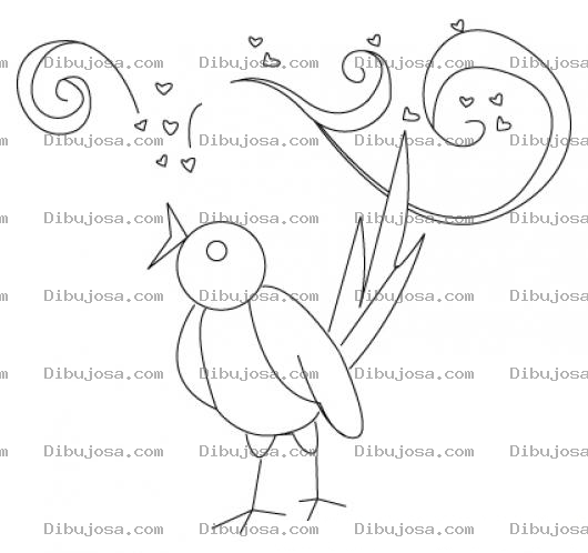 Dibujo para colorear Dibujo De Pajarito Cantando Para Pintar Y Colorear