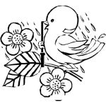 Dibujo para colorear Dibujo De Pajaritos Con Flores Bajo La Lluvia Para Pintar Y Colorear