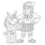 Dibujo para colorear Dibujo De Caperuzota Roja Con El Lobito Para Colorear